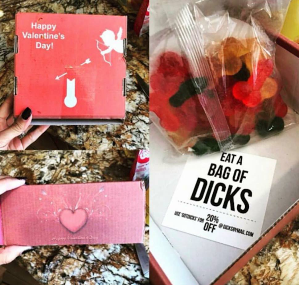 Valentine’s Day Pack: Gummy Bag of Dicks, Pop-Up Dick Card, and Optional Dick Confetti