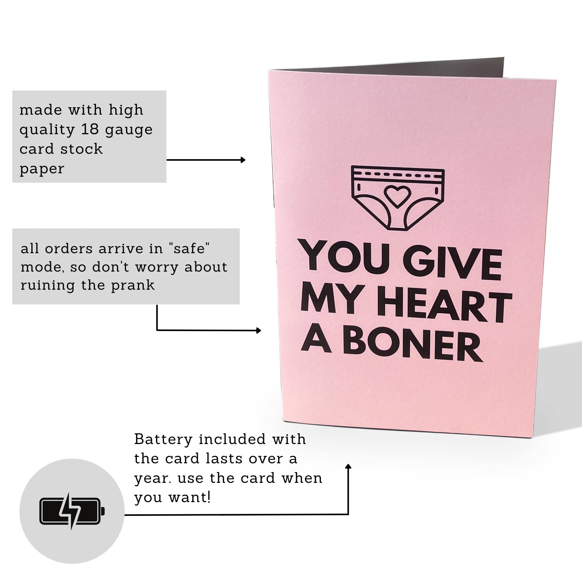 You Give My Heart A Boner - Moaning Prank Greeting Card - DickAtYourDoor